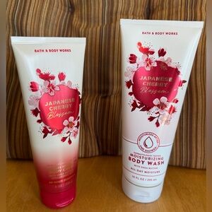 NEW:Bath& BodyWorks Japanese Cherry Blossom BodyWash (10 Oz)  &Cream(8 oz)-Duo